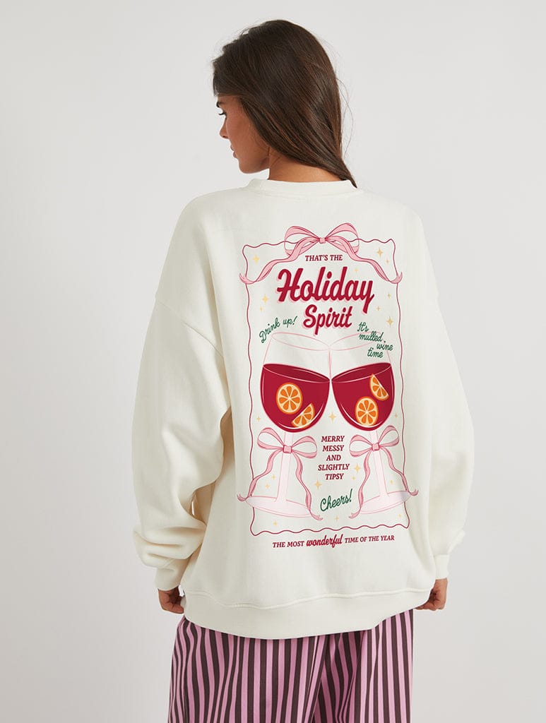 Mulled Wine Sweatshirt In White Hoodies & Sweatshirts Skinnydip London