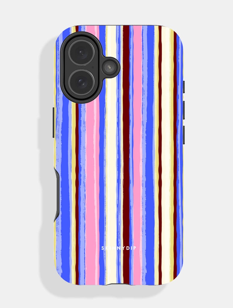 Multi Stripe Electric Blue And Pink Ultra Protective iPhone Case Phone Cases Skinnydip London