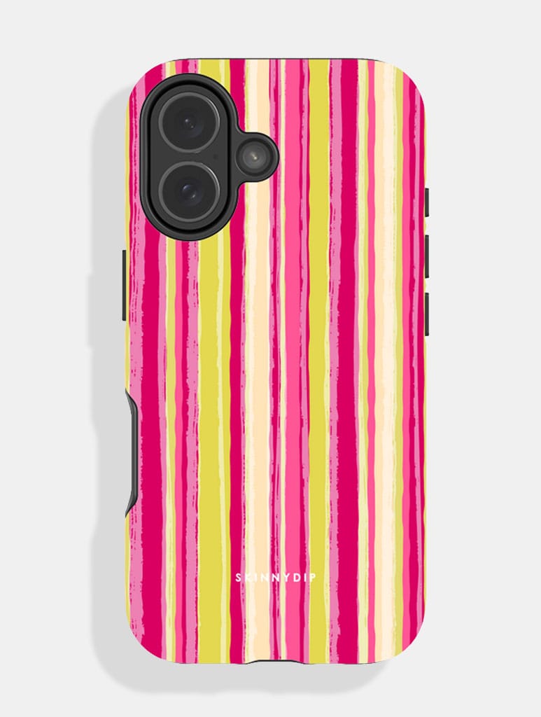 Multi Stripe Green And Pink Ultra Protective iPhone Case Phone Cases Skinnydip London