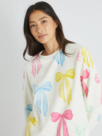 Multicolour Bow Twosie Fleece Pyjama Set Lingerie & Nightwear Skinnydip London