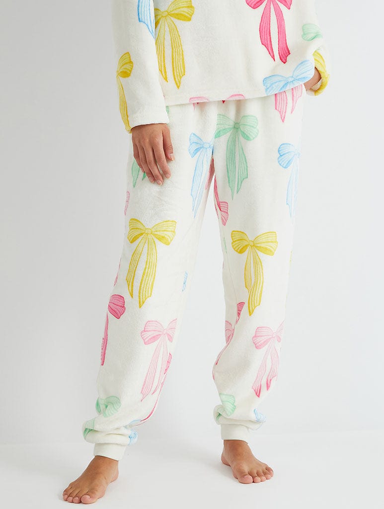 Multicolour Bow Twosie Fleece Pyjama Set Lingerie & Nightwear Skinnydip London