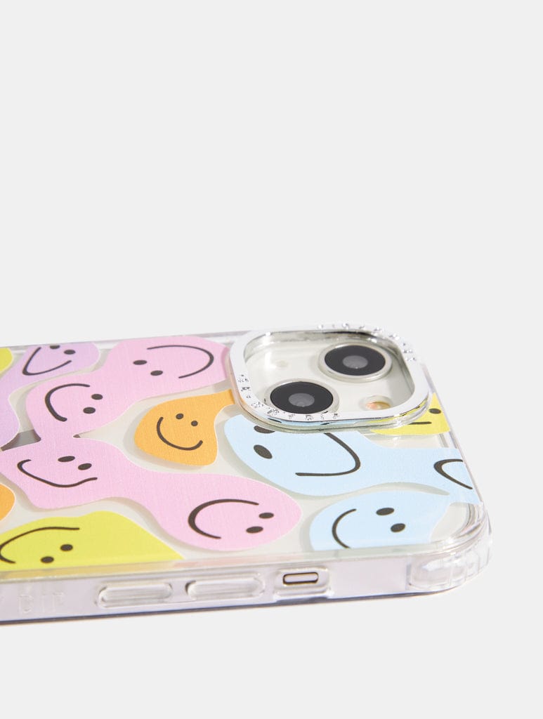 Multicoloured Warped Happy Face Shock iPhone Case Phone Cases Skinnydip London