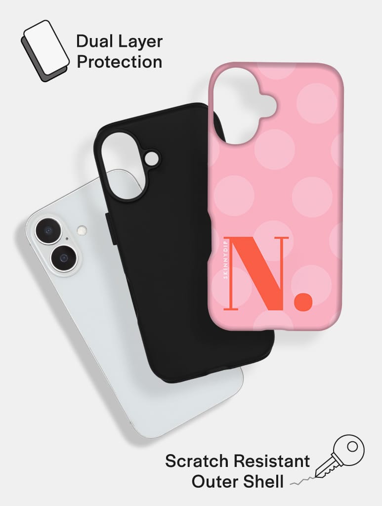 'N' Initial Patterned Pink Ultra Protective iPhone Case Phone Cases Skinnydip London