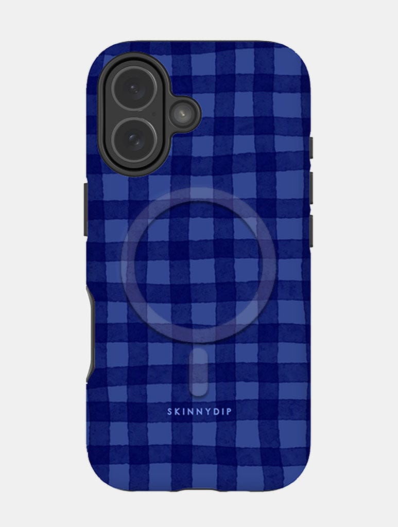 Navy Blue Gingham Magsafe iPhone Ultra Protective Case Phone Cases Skinnydip London