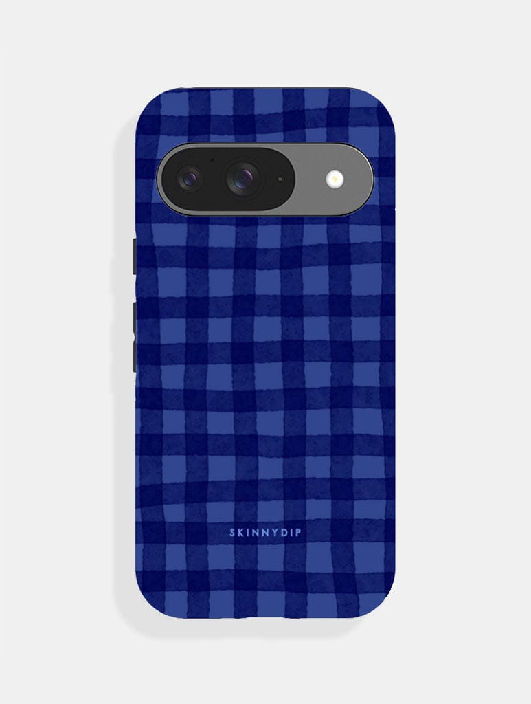 Navy Blue Gingham Ultra Protective Google Pixel Case Phone Cases Skinnydip London