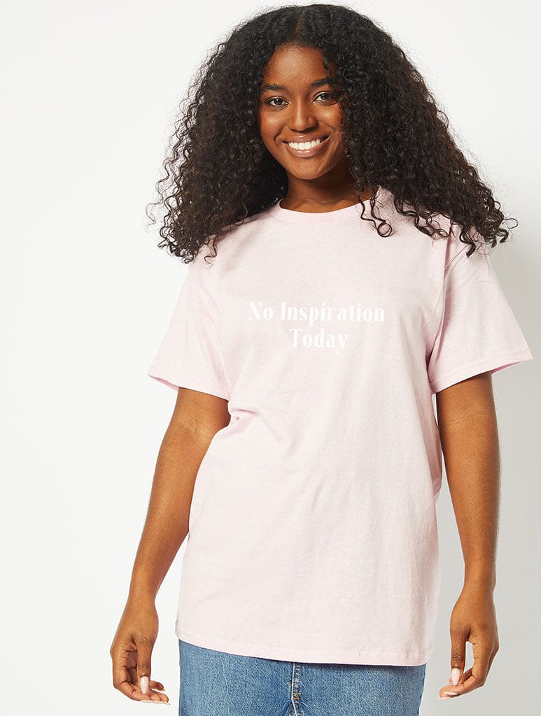 No Inspiration Today T-Shirt In Pink Tops & T-Shirts Skinnydip London
