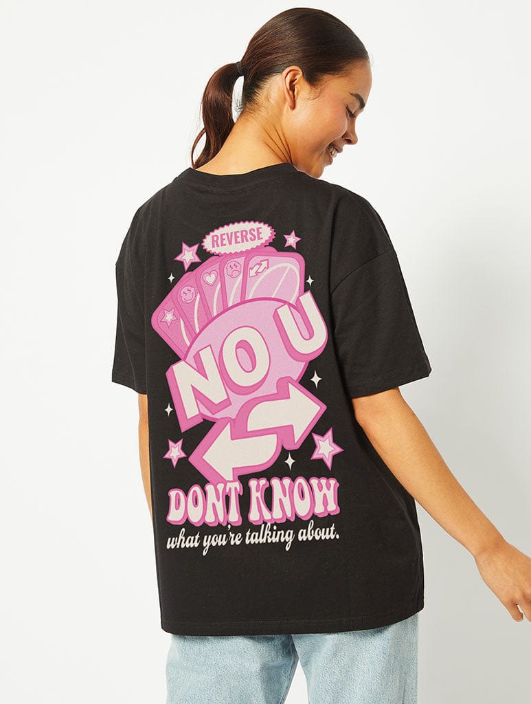 No U Know T-Shirt in Black Tops & T-Shirts Skinnydip London