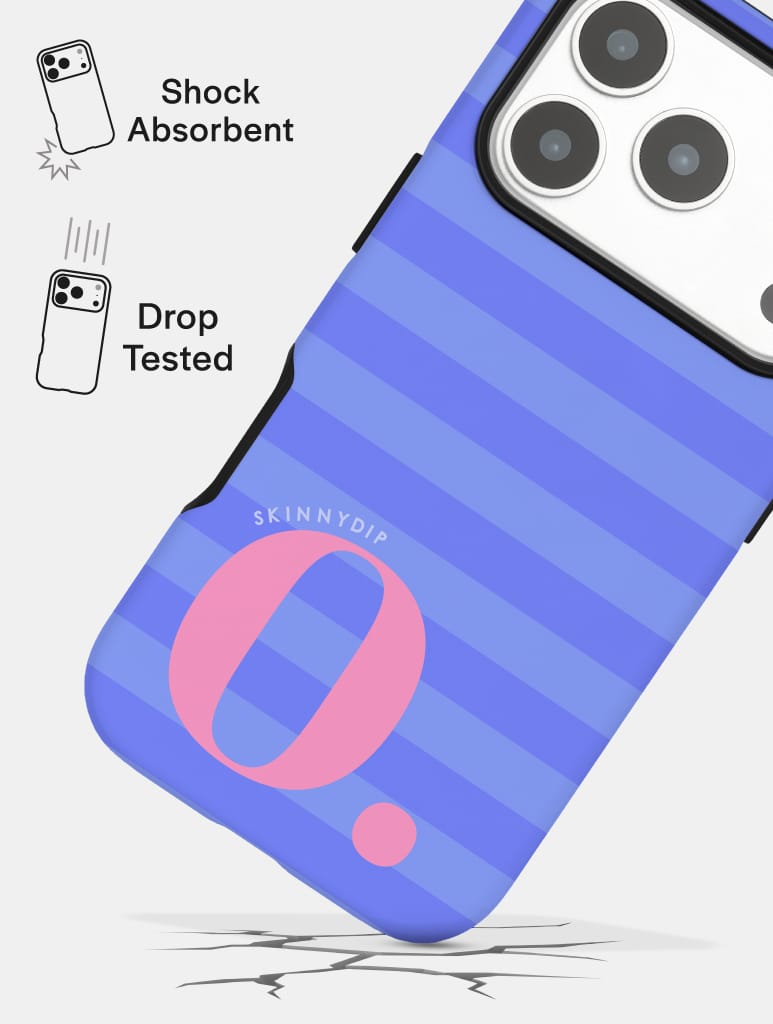 'O' Initial Patterned Blue Ultra Protective iPhone Case Phone Cases Skinnydip London