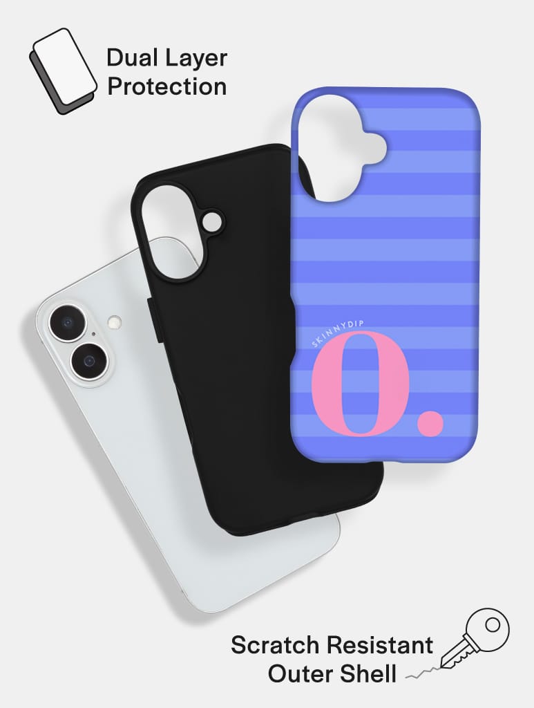 'O' Initial Patterned Blue Ultra Protective iPhone Case Phone Cases Skinnydip London