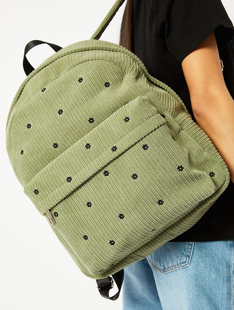 Olive Cord Daisy Backpack Bags Skinnydip London