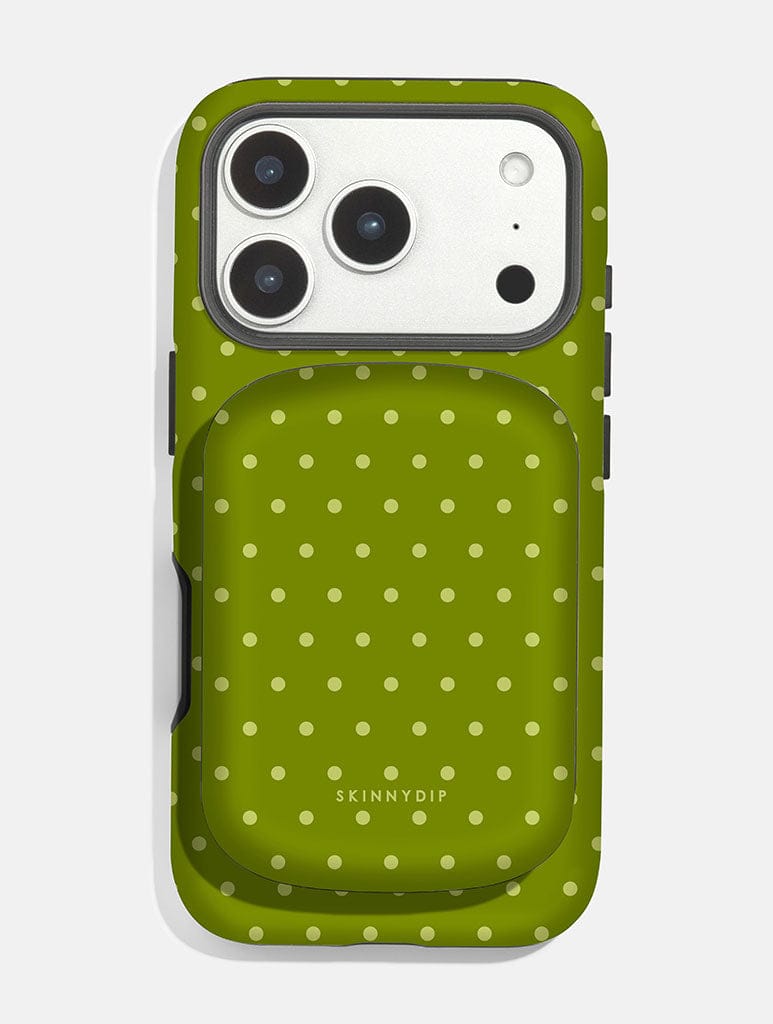 Olive Green Mini Dots Portable Magsafe Charger Portable Chargers Skinnydip London