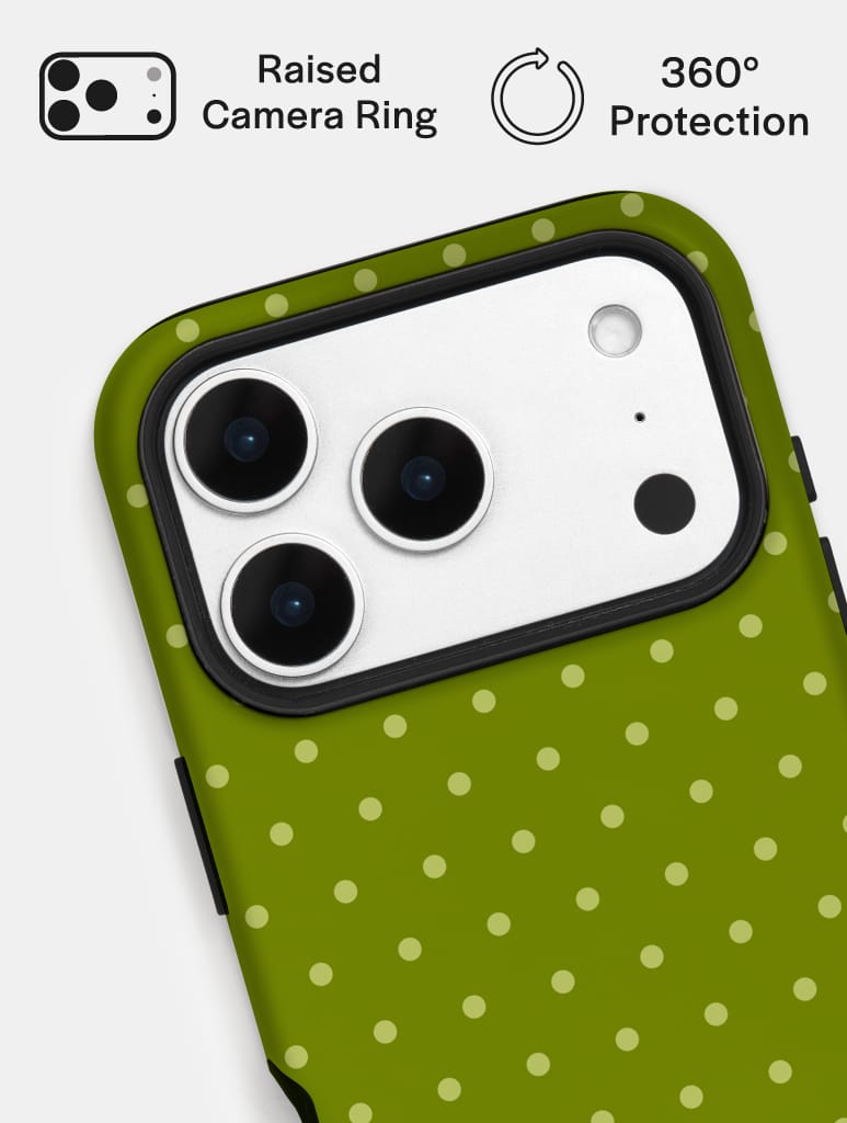 Olive Green Mini Dots Ultra Protective iPhone Case Phone Cases Skinnydip London