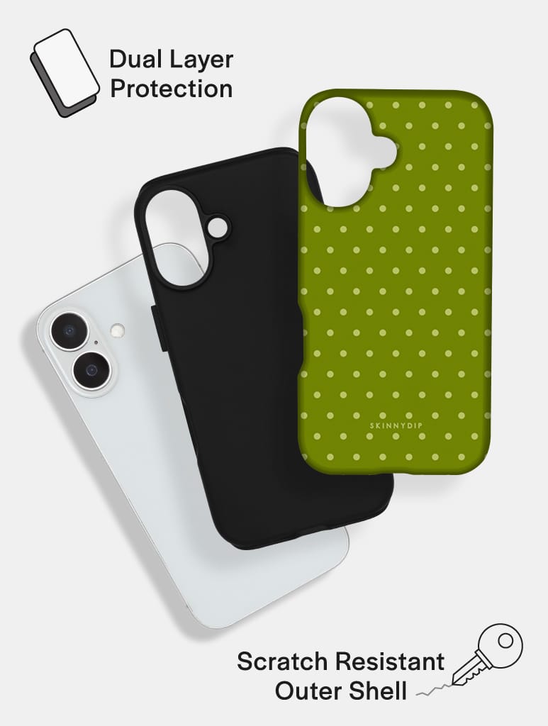 Olive Green Mini Dots Ultra Protective iPhone Case Phone Cases Skinnydip London