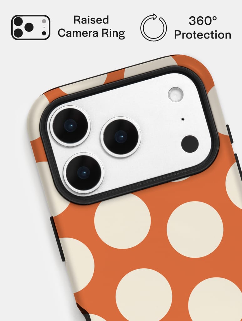 Orange and Cream Polka Dots Ultra Protective iPhone Case Phone Cases Skinnydip London