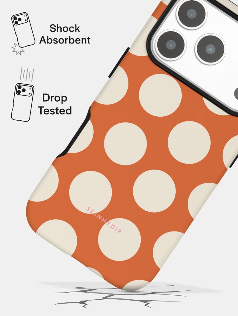 Orange and Cream Polka Dots Ultra Protective iPhone Case Phone Cases Skinnydip London