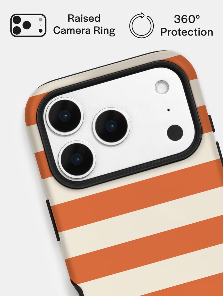 Orange and Cream Stripes Ultra Protective iPhone Case Phone Cases Skinnydip London