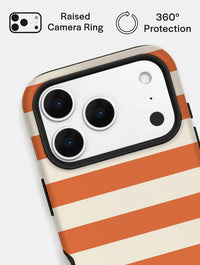 Orange and Cream Stripes Ultra Protective iPhone Case Phone Cases Skinnydip London