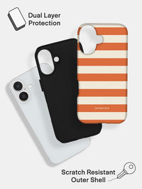 Orange and Cream Stripes Ultra Protective iPhone Case Phone Cases Skinnydip London