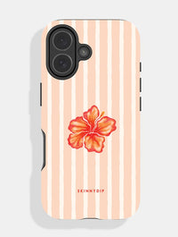 Orange Hibiscus Flower Stripe Ultra Protective iPhone Case Phone Cases Skinnydip London