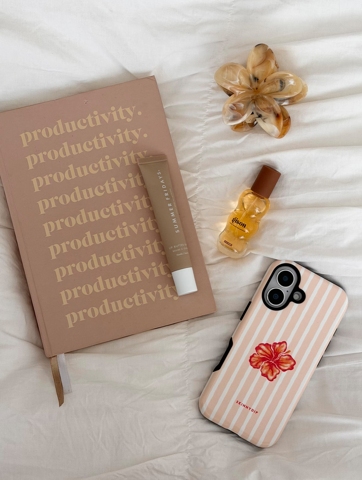 Orange Hibiscus Flower Stripe Ultra Protective iPhone Case Phone Cases Skinnydip London