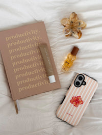 Orange Hibiscus Flower Stripe Ultra Protective iPhone Case Phone Cases Skinnydip London