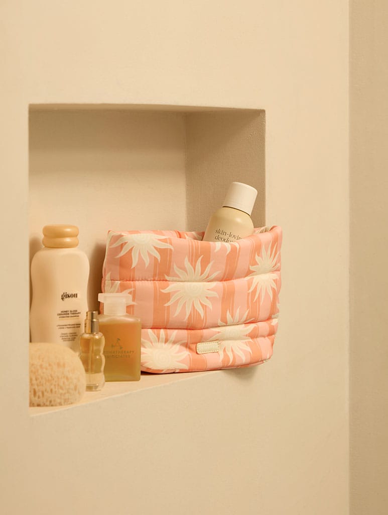 Orange Sunshine Stripe Pillow Pouch Makeup Bag Makeup Bags & Wash Bags Skinnydip London