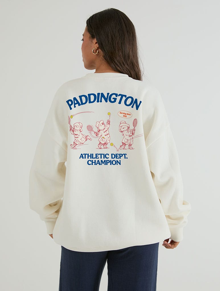 Paddington x Skinnydip Athletic Dept Champion Sweatshirt In White Hoodies & Sweatshirts Skinnydip London