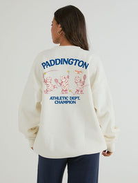 Paddington x Skinnydip Athletic Dept Champion Sweatshirt In White Hoodies & Sweatshirts Skinnydip London