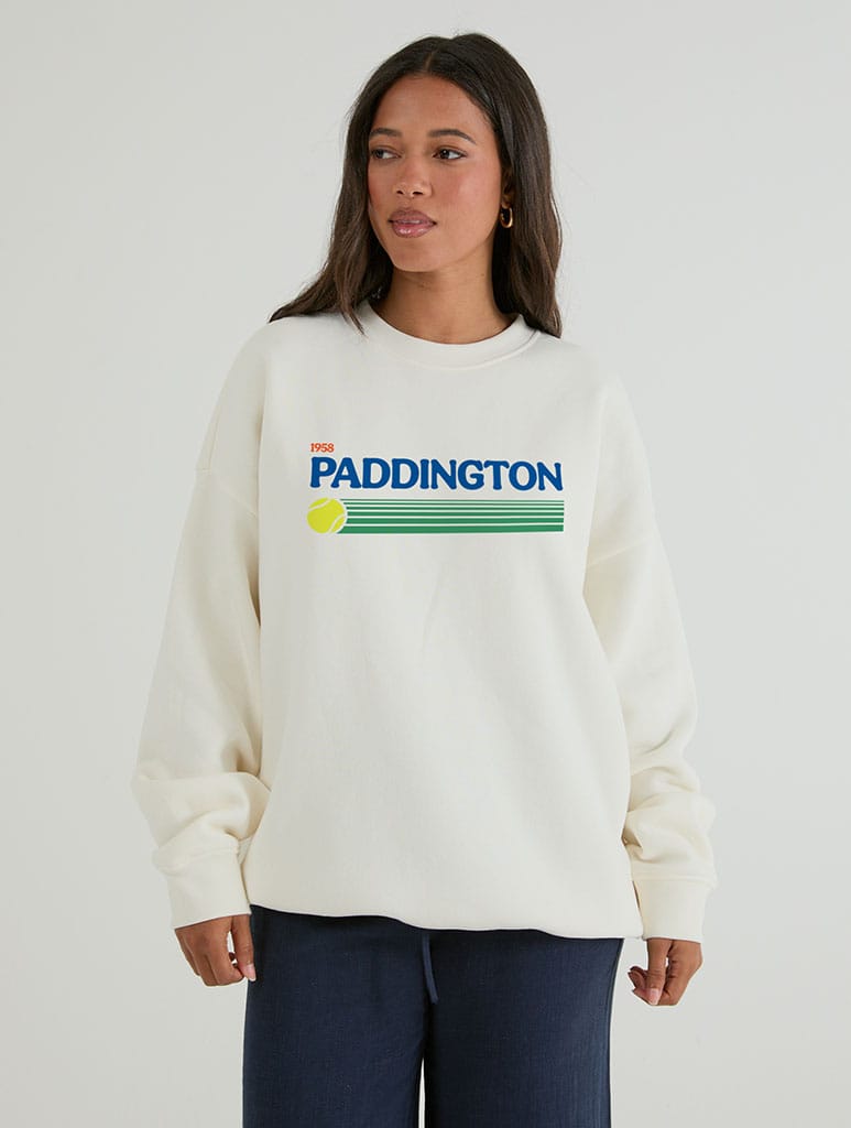Paddington x Skinnydip Athletic Dept Champion Sweatshirt In White Hoodies & Sweatshirts Skinnydip London