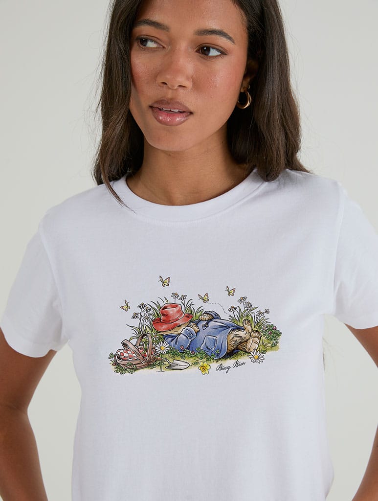 Paddington x Skinnydip Busy Bear Baby T-Shirt In White Tops & T-Shirts Skinnydip London