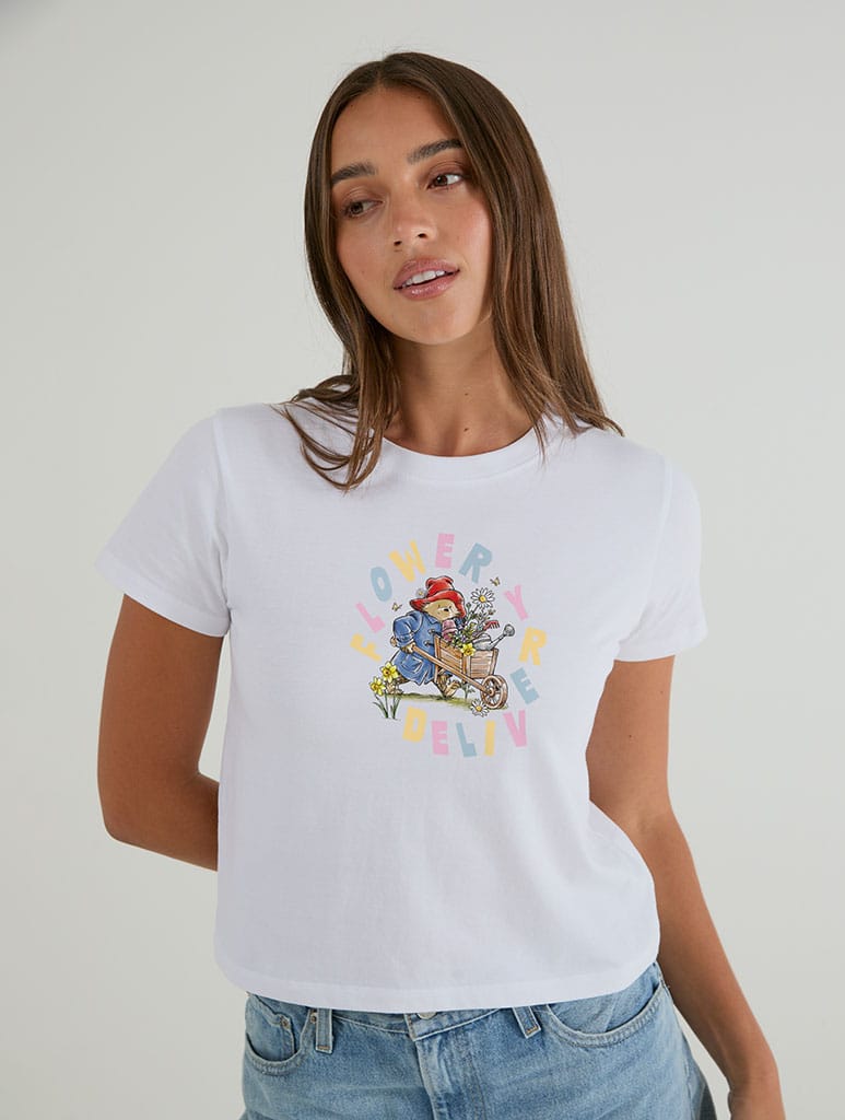 Paddington x Skinnydip Flower Delivery Baby T-Shirt In White Tops & T-Shirts Skinnydip London