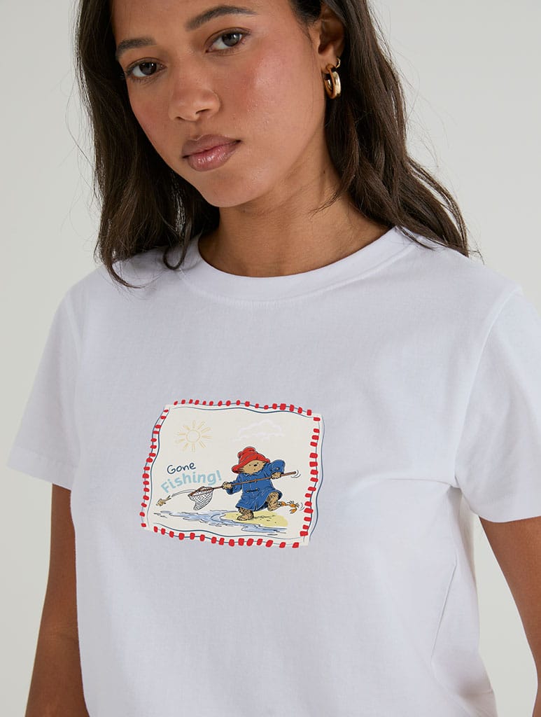 Paddington x Skinnydip Gone Fishing Baby T-Shirt In White Tops & T-Shirts Skinnydip London