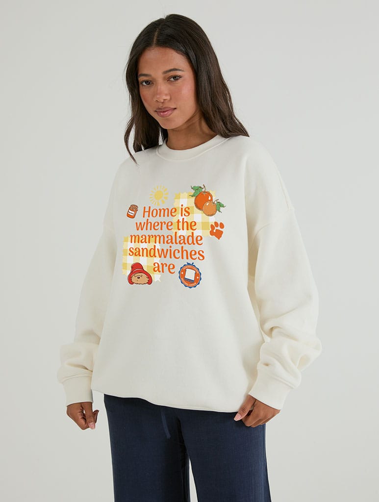 Paddington x Skinnydip Home Is Where The Marmalade Sandwiches Are Sweatshirt In White Hoodies & Sweatshirts Skinnydip London