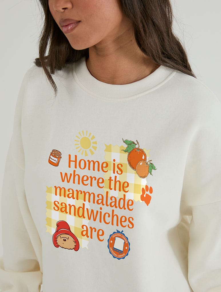 Paddington x Skinnydip Home Is Where The Marmalade Sandwiches Are Sweatshirt In White Hoodies & Sweatshirts Skinnydip London