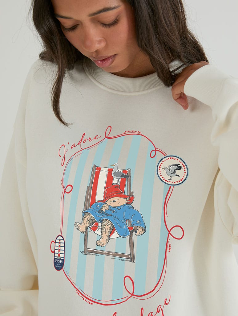 Paddington x Skinnydip J'adore La Plage Sweatshirt In White Hoodies & Sweatshirts Skinnydip London