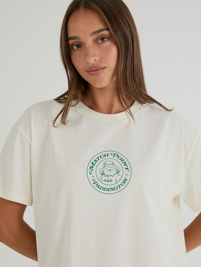 Paddington x Skinnydip Match Point T-Shirt In White Tops & T-Shirts Skinnydip London