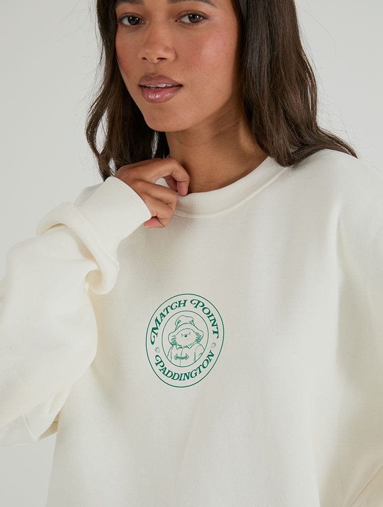 Paddington x Skinnydip Match Point Tennis Sweatshirt In White Hoodies & Sweatshirts Skinnydip London