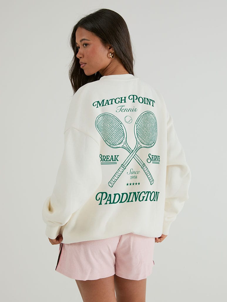 Paddington x Skinnydip Match Point Tennis Sweatshirt In White Hoodies & Sweatshirts Skinnydip London