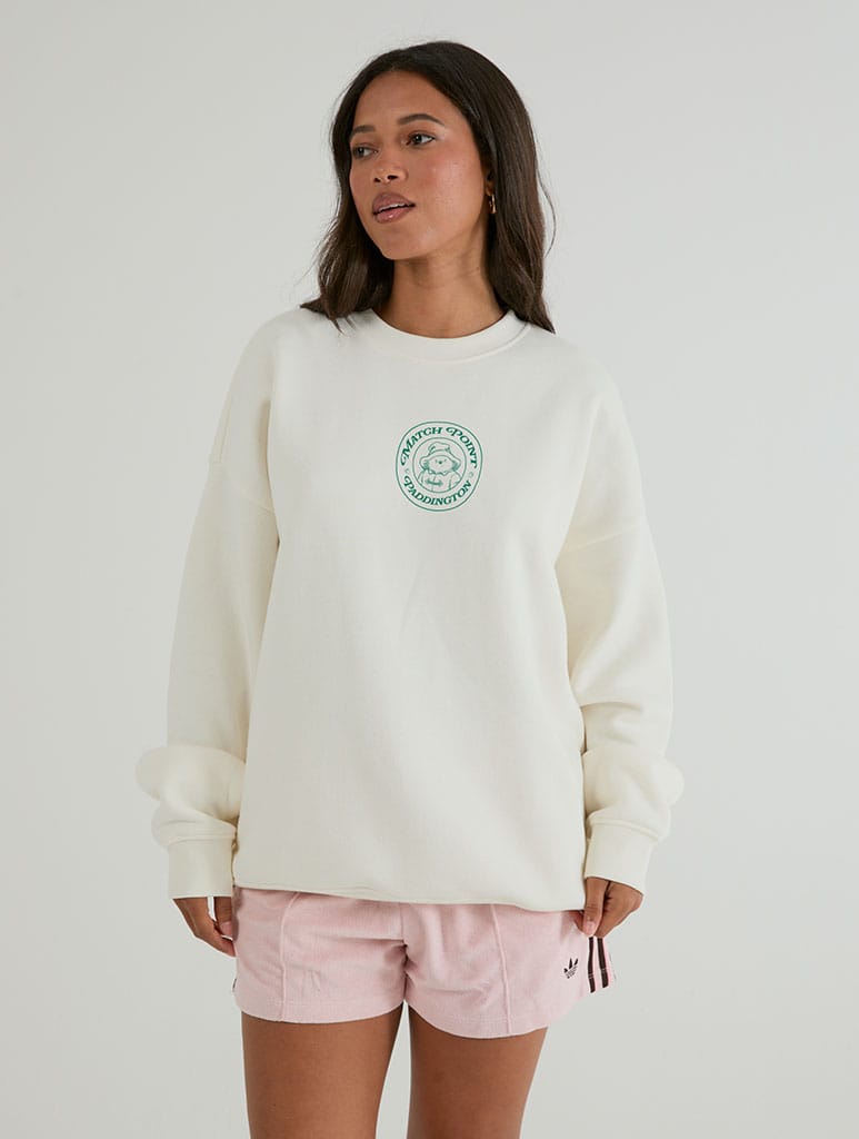 Paddington x Skinnydip Match Point Tennis Sweatshirt In White Hoodies & Sweatshirts Skinnydip London