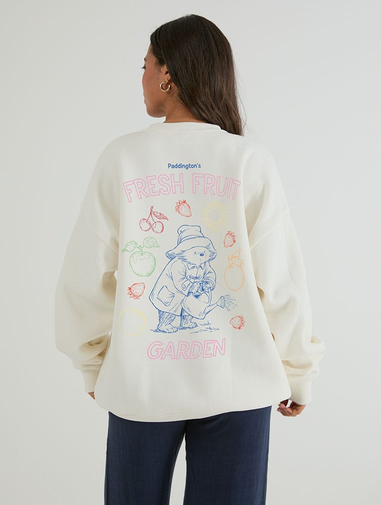 Paddington x Skinnydip Multicolour Fresh Fruit Garden Sweatshirt In White Hoodies & Sweatshirts Skinnydip London