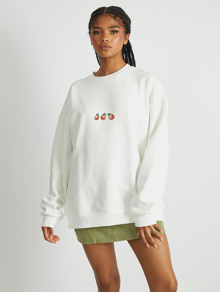 LOLIT PHYSIC GARDEN TEDDY SWEAT スウェット Paddington x Skinnydip Orange Tree Sweatshirt In White | Skinnydip