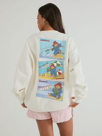 Paddington x Skinnydip Seaside Postcard Sweatshirt In White Hoodies & Sweatshirts Skinnydip London