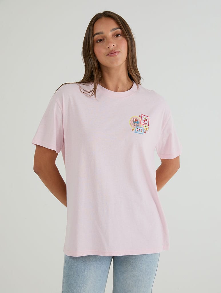 Paddington x Skinnydip Seaside Scrapbook T-Shirt In Pink Tops & T-Shirts Skinnydip London