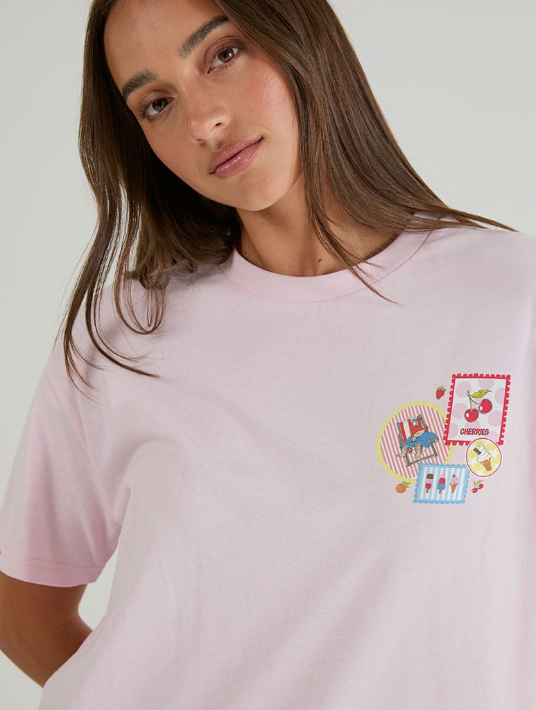 Paddington x Skinnydip Seaside Scrapbook T-Shirt In Pink Tops & T-Shirts Skinnydip London