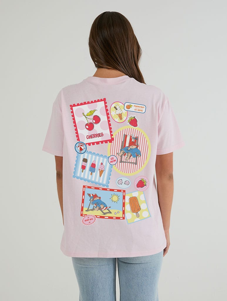 Paddington x Skinnydip Seaside Scrapbook T-Shirt In Pink Tops & T-Shirts Skinnydip London