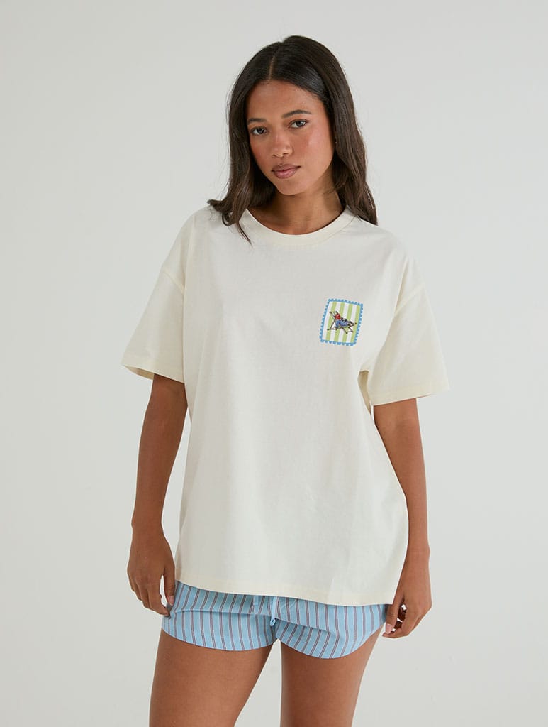 Paddington x Skinnydip Seaside Stamp T-Shirt In White Tops & T-Shirts Skinnydip London