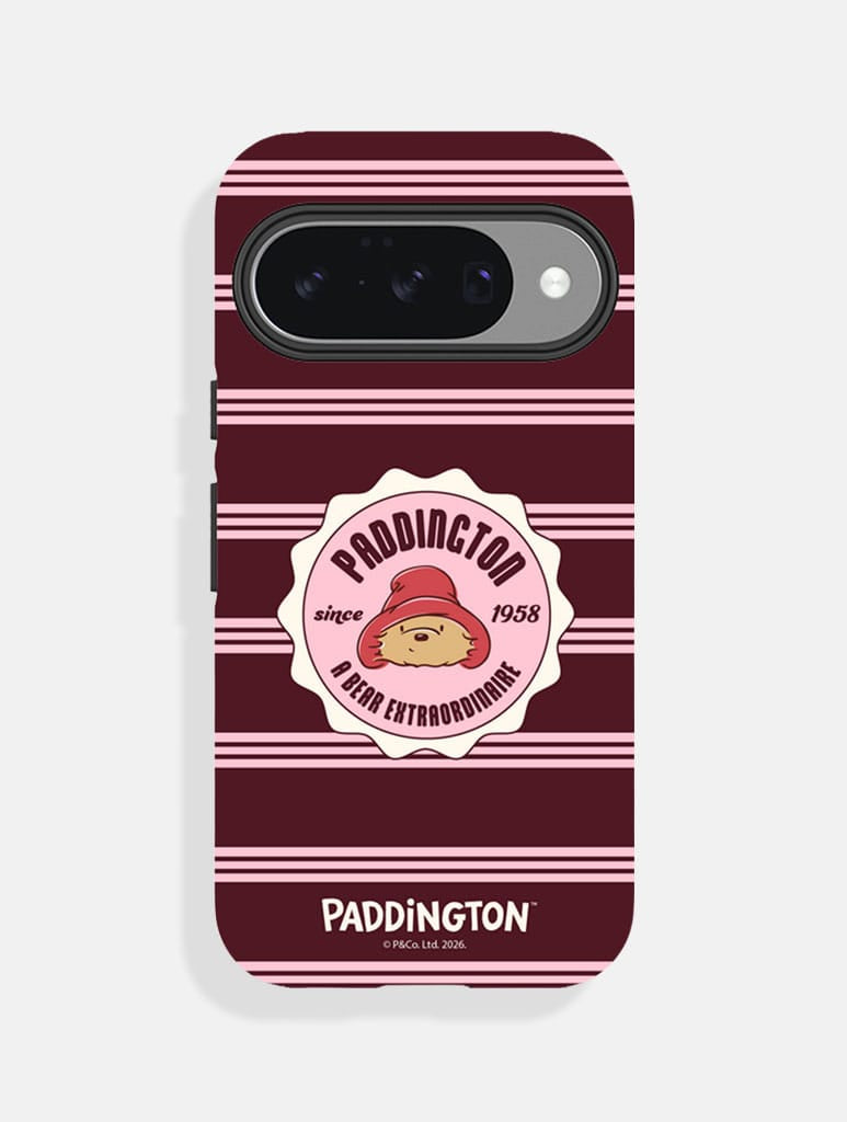 Paddington x Skinnydip Stamp Pink and Maroon Stripe Ultra Protective Google Pixel Case Phone Cases Skinnydip London