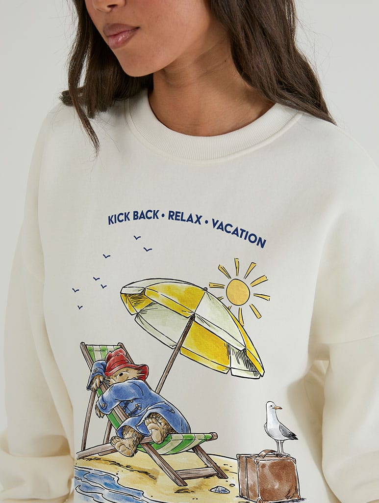 Paddington x Skinnydip Summer Break Sweatshirt In White Hoodies & Sweatshirts Skinnydip London