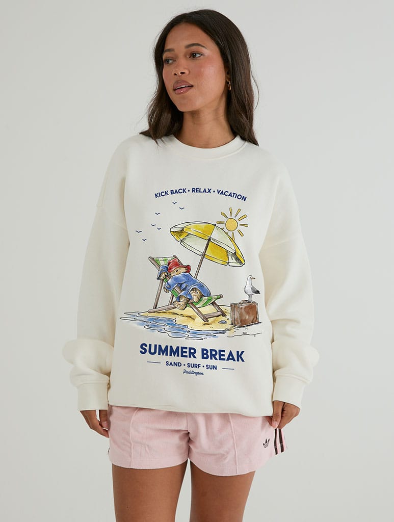 Paddington x Skinnydip Summer Break Sweatshirt In White Hoodies & Sweatshirts Skinnydip London