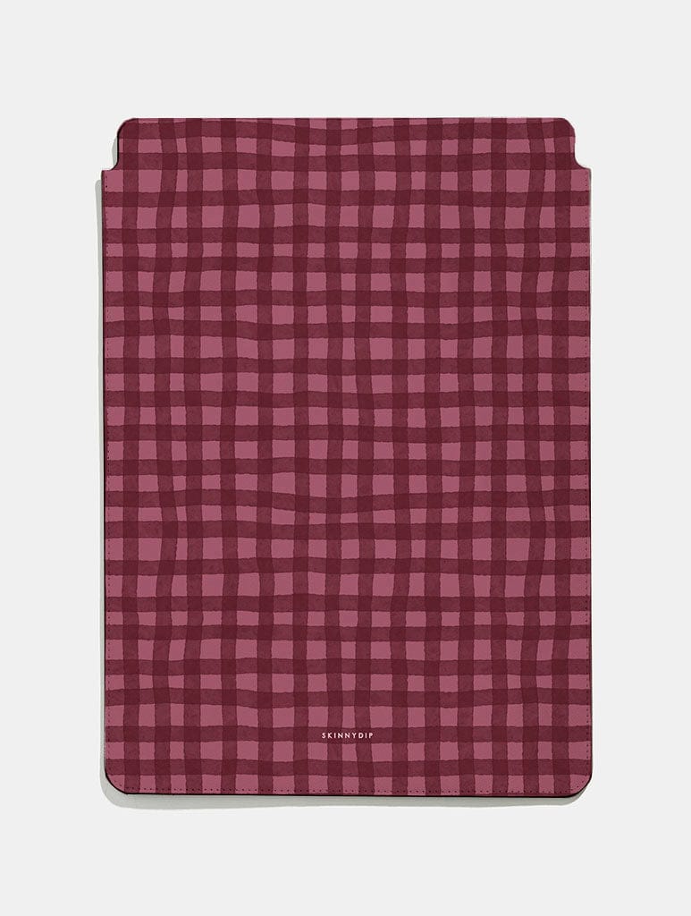 Painted Gingham Burgundy Tablet Sleeve Tablet Cases Skinnydip London